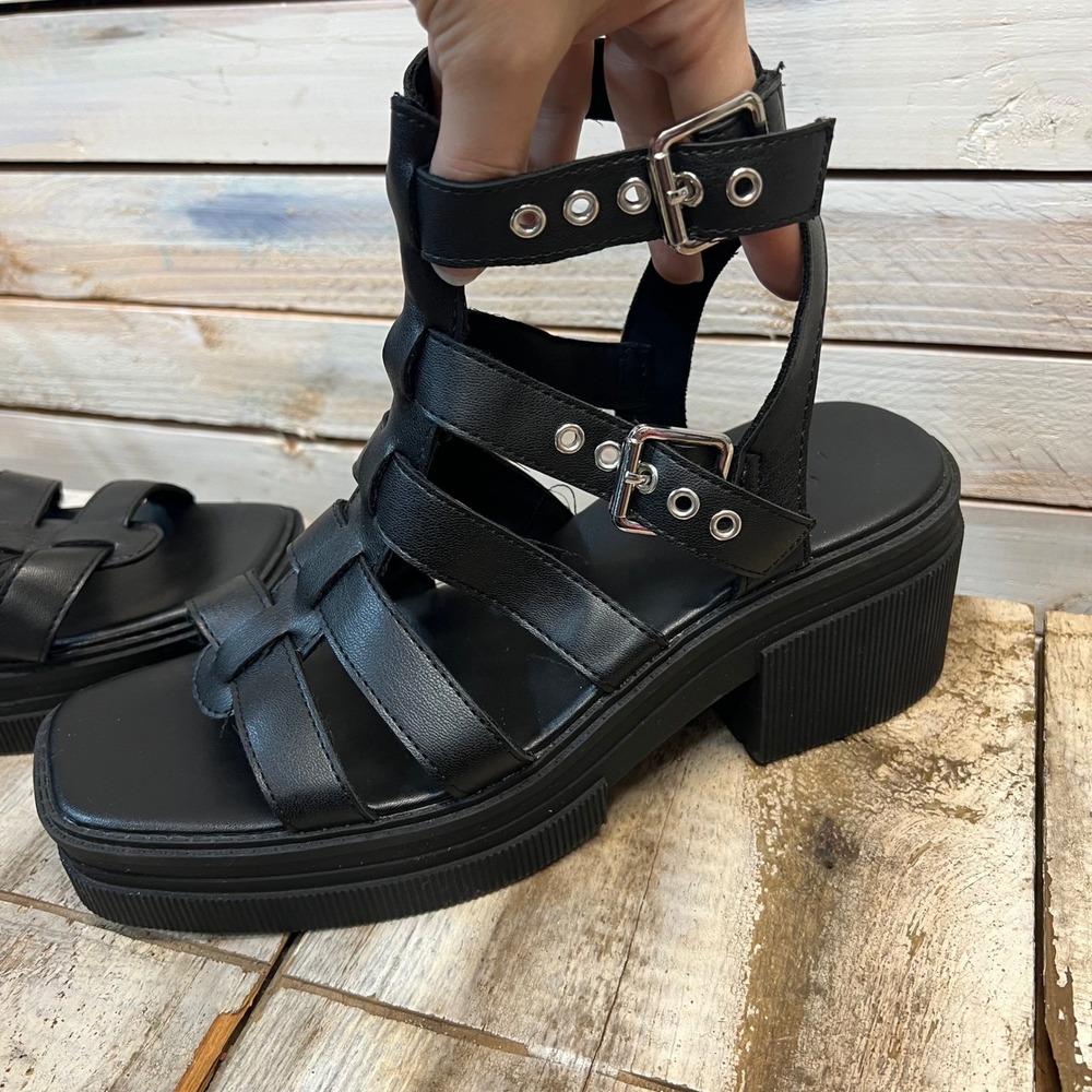 Asos Design Black Platform Gladiator Sandals Chun… - image 3